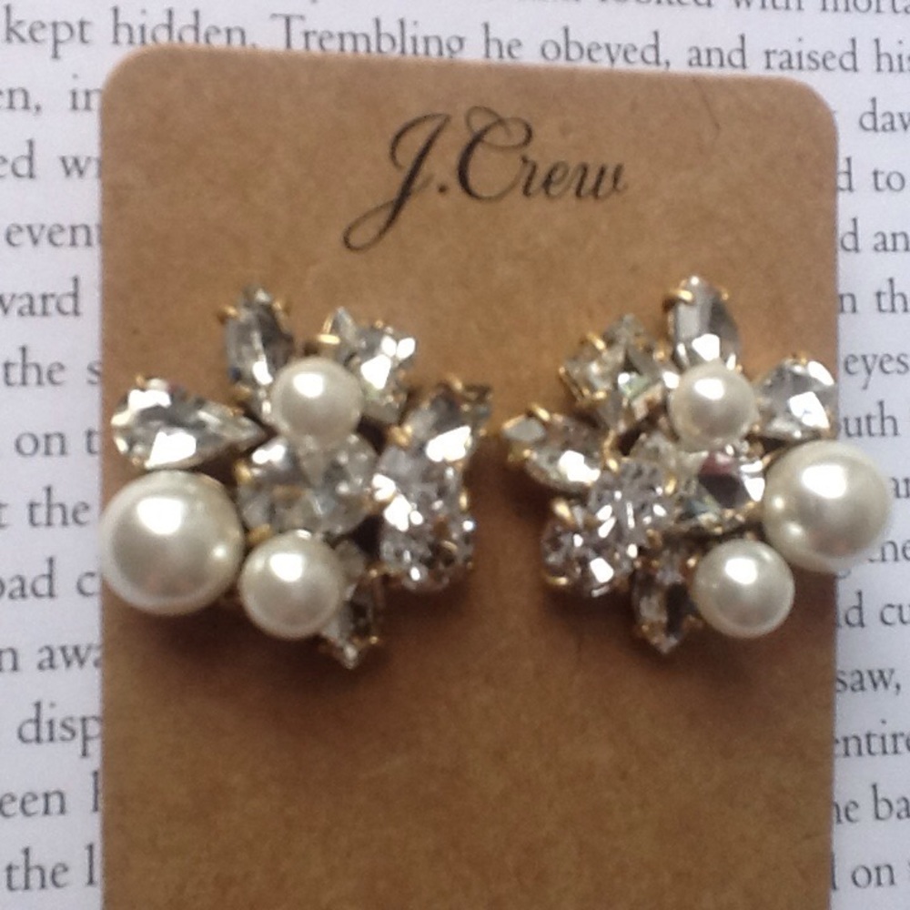 JCrew pearl and rhinestone earrings